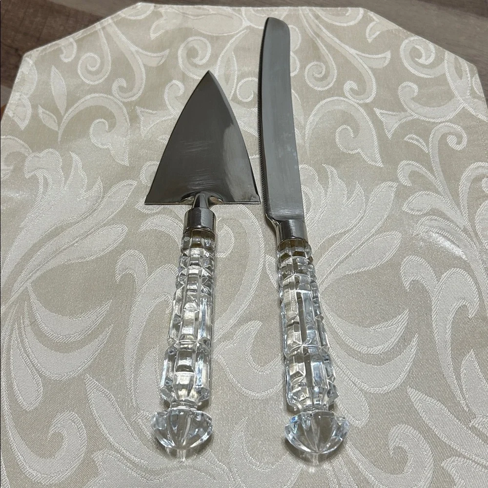 VTG Godinger Wedding Bridal Crystal Silver Plate Cake Server Cutting Knife